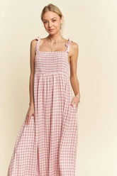 Davi & Dani Smocked Sleeveless Maxi Cami Dress OutfitFlow